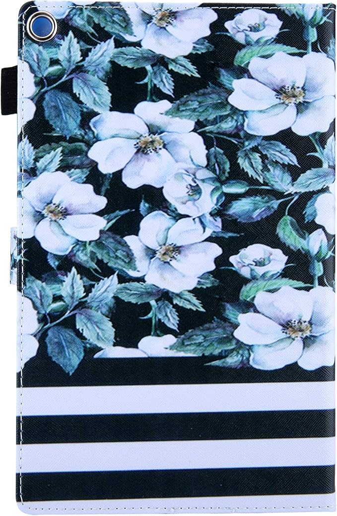 Case for 10.1 Amazon Kindle Fire HD 10 Tablet 9th/7th Generation 2019 and 2017 with Stylus Holder Card Slots [Auto Sleep/Wake] Smart Stand PU Leather TPU Magnetic Folio Cover Pear Flower