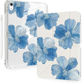Cute Blue Flower for iPad (A16) 11th/10th Generation Case 11 Inch/10.9 Inch 2025/2022 with Pencil Holder Auto Sleep/Wake White Leather Acrylic Back Detachable Cover