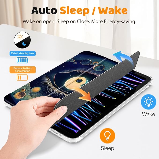 Tuiklol Case for iPad 11 inch A16 2025 Generation 11th / iPad 10.9 inch 2022 10th Gen Buit in Pencil Holder with Shockproof Cover PC Clear Transparent Back Shell Auto Wake/Sleep Huge Stars