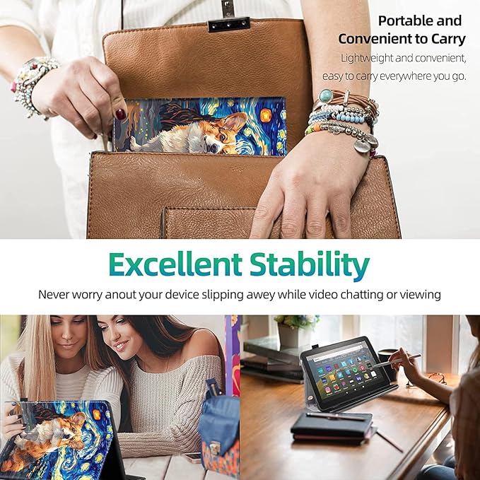 Case for Amazon Fire Max 11 Tablet (13th Generation 2023 Release) Slim Folding Stand Cover with Auto Wake/Sleep for Fire 11 Max Tablet Corgi Under The Night Sky