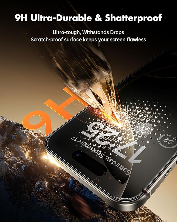 UNBREAKcable Privacy Screen Protector for iPhone 16 Pro Max (6.9) 25° Anti-Spy Tempered Glass Easy Install Alignment Frame Case-Friendly 9H Hardness Anti-Fingerprint 3-Pack