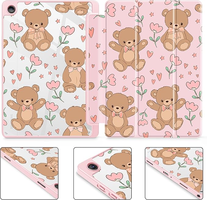 Tuiklol for Samsung Galaxy Tab A9+ Tablet 11” / A9+ Plus 2024 2023Buit-in S-Pen Holder with Clear Protective Cover Transparent Back Shell Auto Wake/Sleep Samsung Tab A9 Plus CoverBear