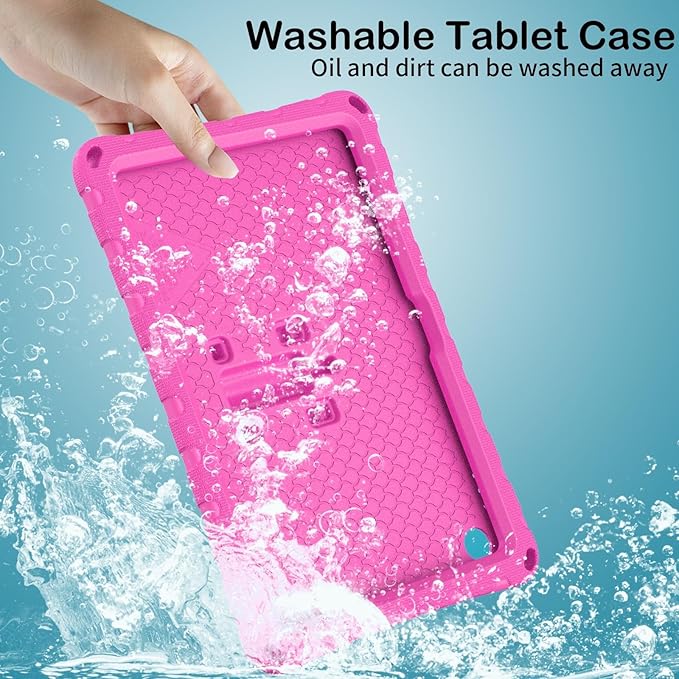 Kids Case Compatible with Kindle Fire HD 10 Tablet (13th/11th Generation 2023/2021 Release) Lightweight Shockproof Case EVA Foam Cover with Shoulder Strap &amp Stand Cover for Boys Girls(Rose Red)