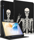 for Samsung Galaxy Tab S9 Plus/S9 FE Plus Case 12.4 Inch 2023 for Women Girls Boys Men Cute Folio Cover with Pencil Holder Cool Design Skeleton Skull Gothic Tablet Cases for Tab S9+/S9 FE+