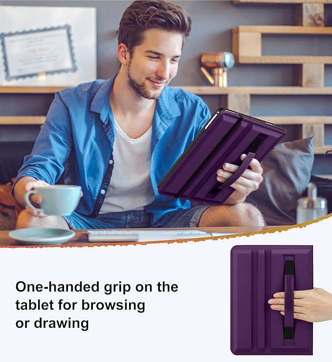 DTTO for iPad 6th / 5th Generation 9.7 Inch (2018/2017) iPad Air 2 / Air 1 Case 360 Degree Rotating Premium Leather Folio Stand Cover with Pencil Holder Purple