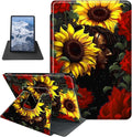 Case for Kindle Fire HD 8 &amp Fire HD 8 Plus Tablet (12th /10th Generation 2024/2022/2020 Release) Sunflower Theme 360 Degree Rotating Stand Protective Cover with Auto Sleep/Wake
