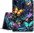 DIGTIALLL Case for Amazon Kindle Fire HD 8 Tablet (8th / 7th / 6th Generation - 2018 2017 and 2016 Release) PU Leather Smart Protective Cover with Auto Sleep/WakeFlowers and Butterflies