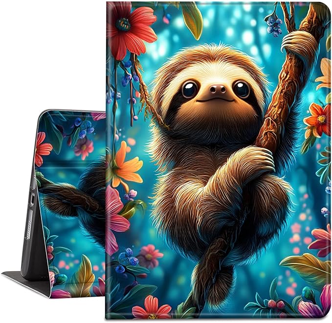 Case for Kindle Paperwhite 12th Generation 7 &amp Kindle ColorSoft Signature Edition PU Leather Protective Cover with Auto Sleep/Wake for Kindle Paperwhite 2024 – Cute Sloth