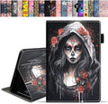 Case for Amazon Kindle Fire HD 8/HD 8 Plus Tablet (12th/10th Generation 2024/2022/2020 Release) Slim Stand Folio Cover with Card Slot &amp Auto Wake/Sleep - Watercolor Sugar Skull Girl Flower