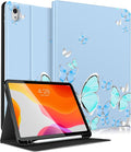 for iPad 10th Generation Case 10.9 Inch for iPad 11th(A16) 2025 Girls Cute Women Folio Cover with Pencil Holder Blue Butterfly Aesthetic Design Girly Teens Unique Tablet Cases for Apple 10/11