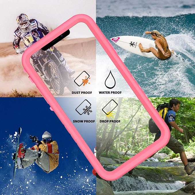 Cozycase Compatible with Waterproof iPhone 11 case Built-in Screen Protector Full-Body Rugged Bumper Sealed Case Cover Shockproof Dustproof Waterproof Case for iPhone 11 6.1 inch (Pink)