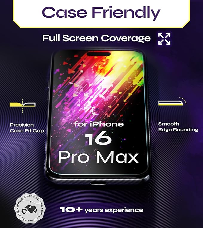 Defenslim for iPhone 16 PRO MAX Screen Protector (2Pack) 6.9 Tempered Glass 9H Hardness Ultra HD Clear Case Friendly Easy Auto-Dust &amp Align Install Kit WonderShield