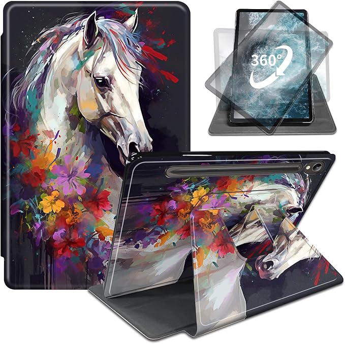 Flowers and white horses