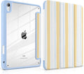 Case for iPad A16 11th Generation 11 inch 2025 iPad 10th Generation 10.9 inch 2022 -[Built-in Pencil Holder] Shockproof Clear Hard Back Trifold Stand Auto Wake/Sleep Watercolor Stripes