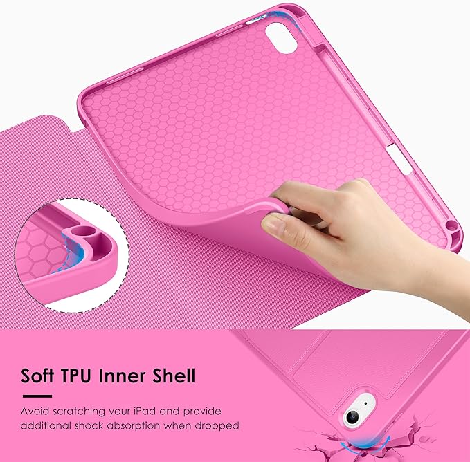VIKESI Case for iPad (A16) 11-inch 2025 and iPad 10th/11th Generation 10.9 Inch 2022Multiple Angles Magnetic Stand CoverShockproof BackPencil Holderand Auto Sleep/WakeRose