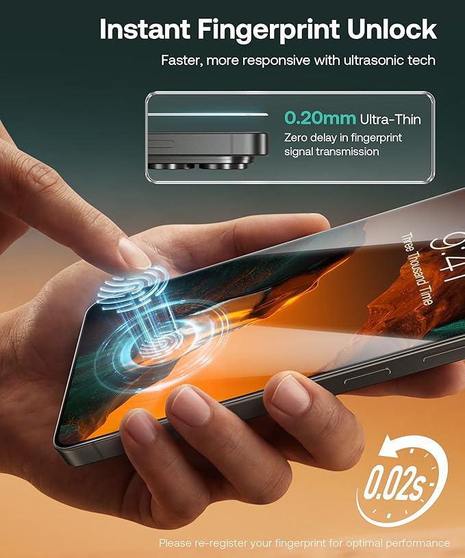 GOLBINBOX 9H+ for Samsung Galaxy S26 Ultra Screen Protector [12FT Military-Grade] Aerospace Glass for S26Ultra Full Coverage Fingerprint Unlock Touch Sensitivity Easy Installation Phone Case Fit-