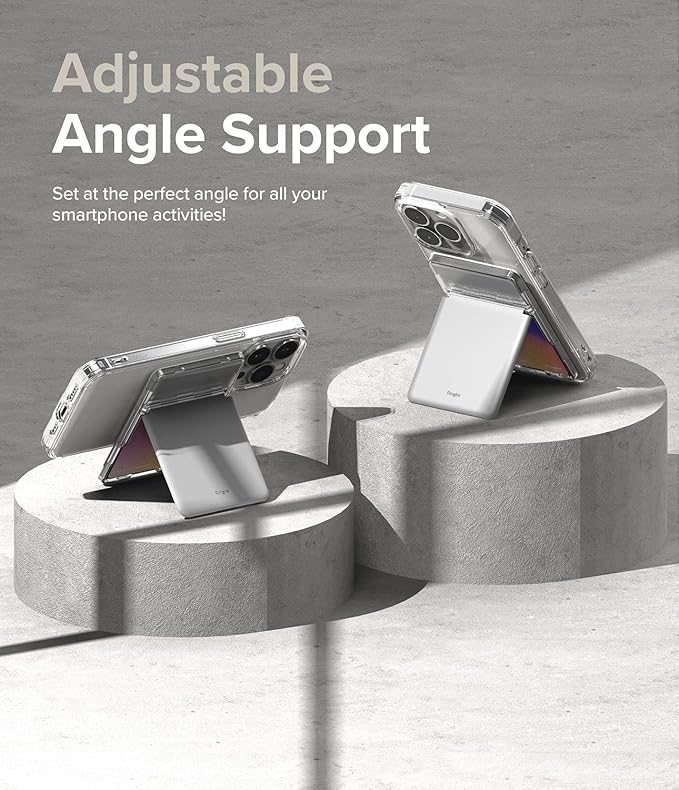 Ringke Magnetic Stand Slot Card Holder [Phone Wallet + Stand] ID &amp Credit Card Holder for Phone Case Magnetic Card Wallet Compatible with Magsafe iPhone 13 12 Pro Max Mini - Clear &amp Light