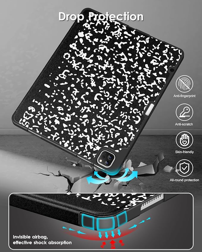 DTTO for iPad Air 13 Inch Case M4/M3/M2 2026/2025/2024 iPad Pro 12.9 Inch Case (6th/5th/4th/3rd Gen) Smart Slim Trifold Stand Soft Cover with Pencil Holder Book
