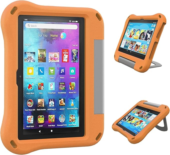 Tablet 8 inch Case Cover for KidsCompatible 2024/2022 8 Tablet CaseNot for iPad/Samsung/Onn/Andriod Tab - Auorld All-New Lightweit Shockproof EVA Case with Handle Stand for 8 inch Tablet-Orange