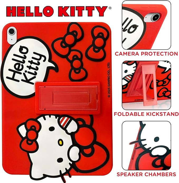 Hello Kitty Kids iPad Case - 10.9 Inch Case for iPad 10th Generation (2022) &amp A16 11th Generation 11 inch (2025) - Tablet Cover with Stand Shockproof Silicone Protector