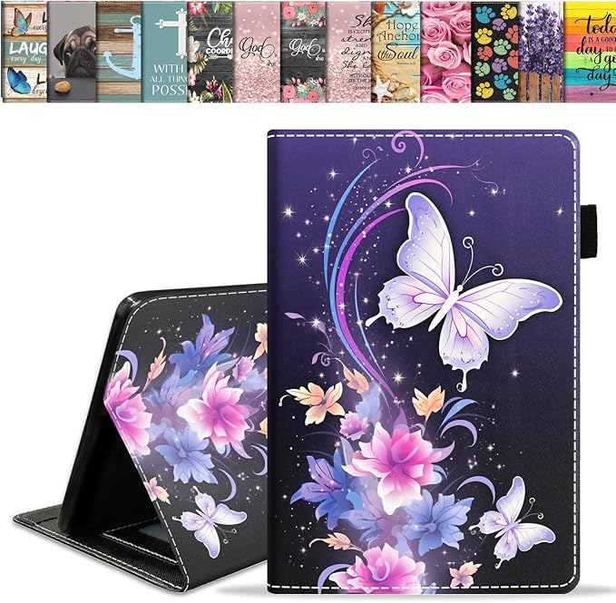 Case for All-New Amazon Fire HD 10 &amp 10 Plus Tablet 10.1 (13th/11th Generation 2023/2021 Release) Slim PU Leather Stand Cover with Card Slot &amp Auto Wake/Sleep Flowers and Butterfly