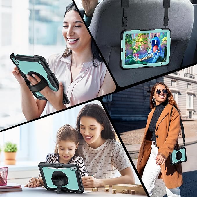 Case for iPad (A16) 11th Generation 11 Inch (2025) Ubearkk for iPad 10th Generation 10.9 inch 2022 case with Screen Protector 360 Degree Rotating Stand/Shoulder Strap/Pencil Holder Brightblue