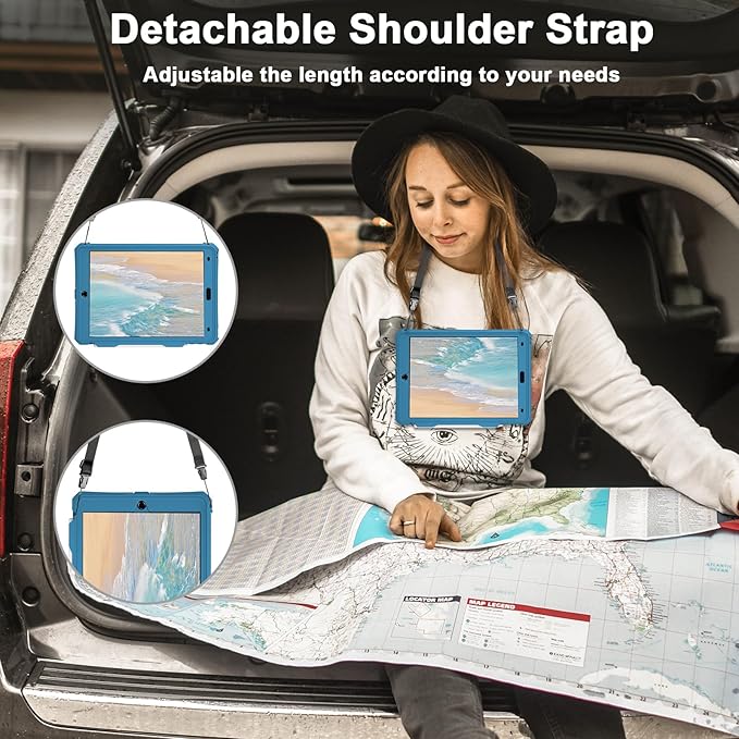 ShellBox Case iPad 10.2 9th /8th/7th Generation Waterproof Case Full-Body Heavy Duty Shockproof Protective Cover Built-in Screen Protector with Shoulder Strap for iPad 10.2 2024-2019