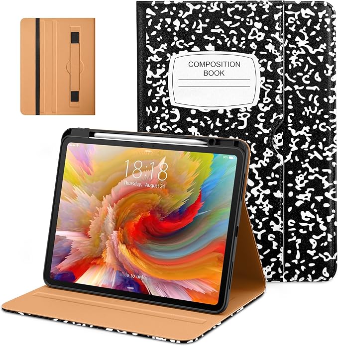 DTTO for iPad Pro 13 inch Case (M5/M4) 2025/2024 Premium Leather Business Folio Stand Cover with Pencil Holder - Auto Wake/Sleep &amp Multiple Viewing Angles Built in Hand Strap &amp Pocket Book