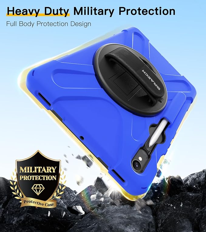 BRAECN Case for Samsung Galaxy Tab S10 Lite/S10 FE/S9 FE 5G 10.9&amp S9/S8/S7 11Heavy Duty Shockproof Silicone Cover with 360 Rotating Stand &ampHand Strap Kickstand Shoulder Strap S Pen Holde