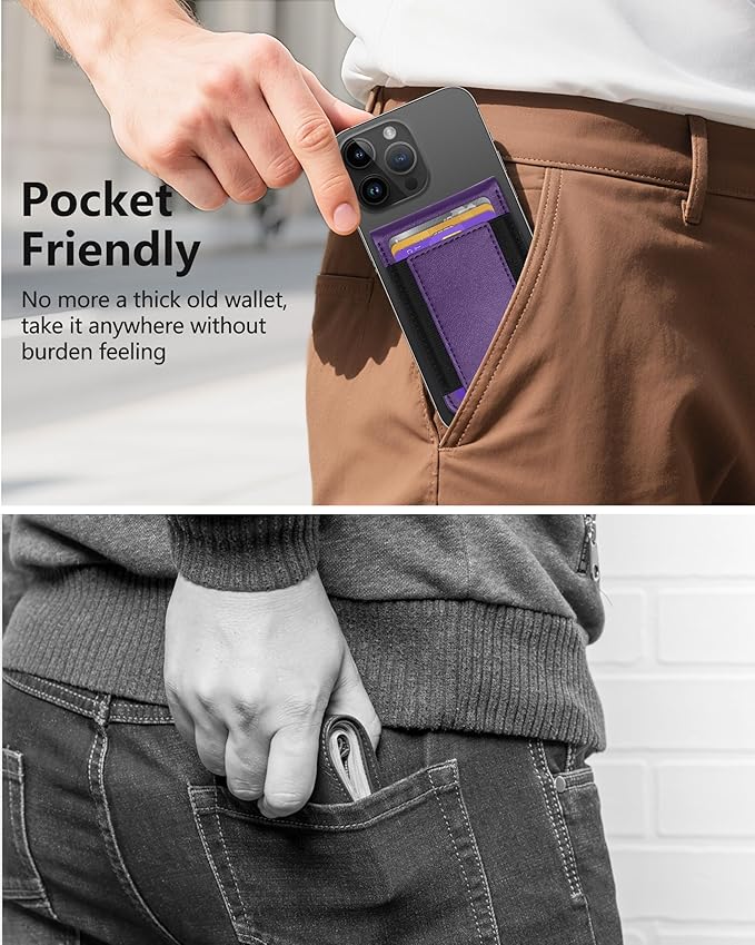 ExtreLife for MagSafe Wallet with Money Clip Stronger Magnetic Wallet for iPhone 17/16/15/14/13/12 Series RFID Blocking for iPhone Wallet with Stand ID Window &amp 8 Card Holder Purple