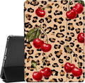 JOYLAND for iPad 9th/8th/7th Generation 10.2 inch (2021/2020/2019) with Pencil Holder-Auto Wake/SleepCherry Leopard Print Cover Anti-Scratch Shockproof Premium Folio Stand CaseBlack