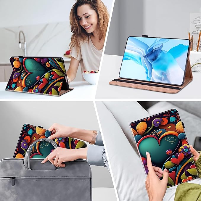 Case for Lenovo Idea Tab Pro 12.7 inch 2025 Tablet Multi-Angle Viewing Premium PU Leather Stand Case with Elastic Strap &amp Card Slots/Holder for Lenovo Idea Tab Pro 12.7 - Watercolor