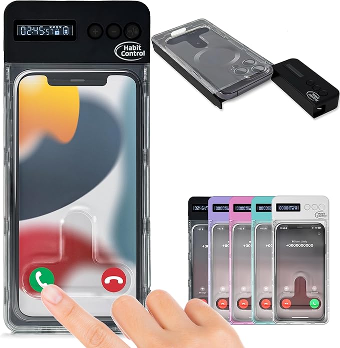 Phone Lockbox with Timer - Phone Safe Box with Timer Cellphone Jail Time Locking Container 99 Hours Phone Free Box - Reduce Screen Time Improve Productivity - Habit Control Lock Box - Black