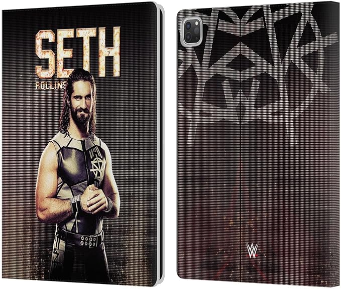 Head Case Designs Officially Licensed WWE Seth Rollins Superstars Leather Wallet Case Compatible with Apple iPad Pro 13 M4 2024