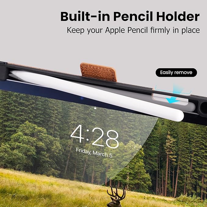 Handmade Case for iPad A16 11th Gen 11 Inch 2025 / iPad 10th Generation 10.9'' with Pencil Holder PocketMulti Angles StandMagnetic ClosureVegan Leather CoverAuto Sleep/WakeBrown