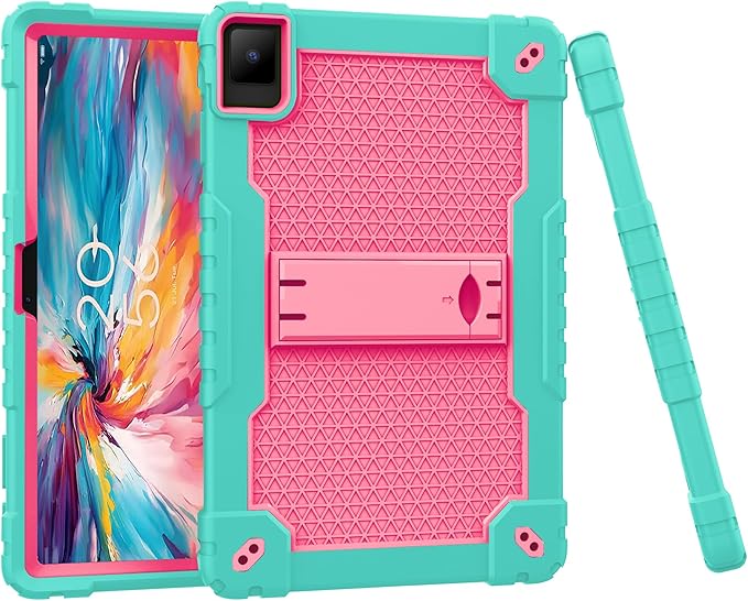 for TCL TAB 10 NXTPAPER 5G 10.4 Inch Tablet case Hybrid Shockproof Silicone Gel Protective Cover with Kickstand for TCL TAB 10 NXTPAPER 5G 10.4 Inch 2025 (9199S) (Green/Pink)