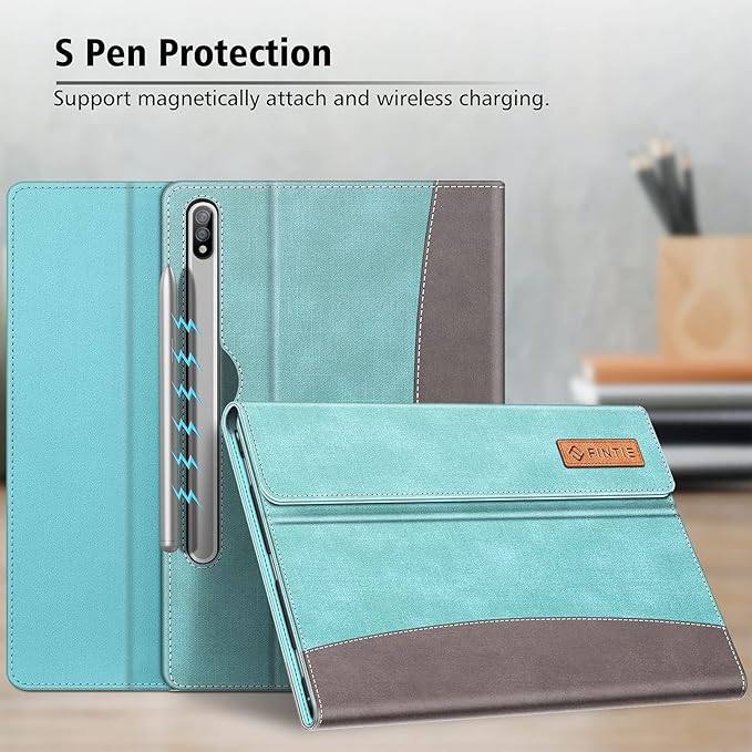 Fintie Case for Samsung Galaxy Tab S8/Tab S7 11 Inch (Model SM-X700/X706/T870/T875/T878) with Built-in S Pen Holder Multiple Angle Portfolio Business Cover with Pocket Auto Sleep/Wake Turquoise
