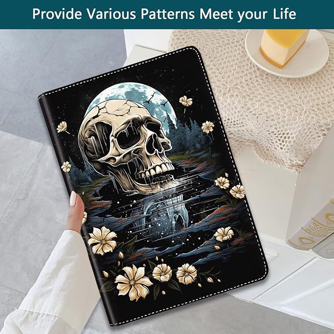 Black and White Skull Rose Under The Moon