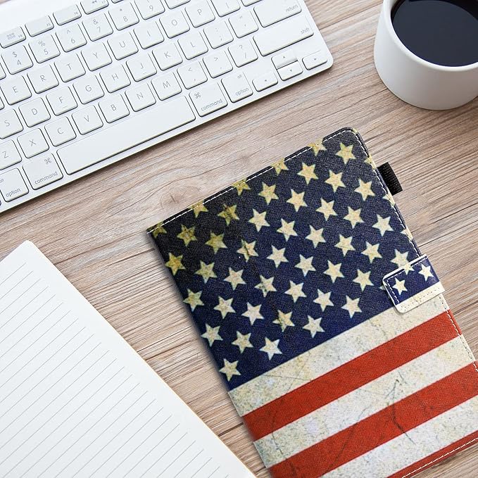 Dteck Case for All-New Fire HD 10 &amp HD 10 Plus Tablet (2021 Release 11th Generation) - Multi-Angle Folio Stand Premium Embossed Leather Protective Smart Cover with Auto Wake Sleep US Flag