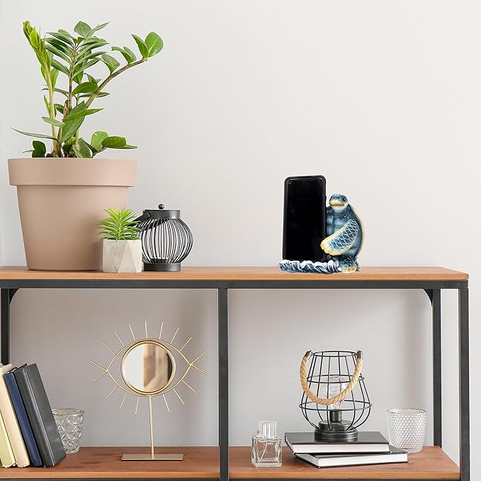 Handcrafted Sea Turtle Cell Phone Stand for Desk - Nautical Coastal Decor Sturdy Resin Phone Stand Beachy Marine Style - Symbol of Wisdom Protection &amp Longevity Universal Phone Compatibility