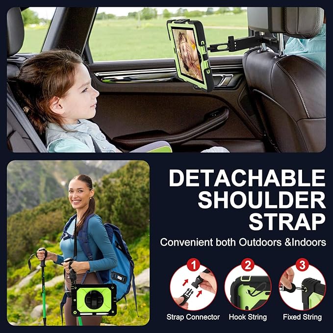 for iPad 9th/8th/7th Generation CaseiPad 10.2 Case 2021/2020/2019 with Cute Key Chain Rugged Protective Case with 360°Rotating Stand &amp Shoulder Hand Strap &amp Pen Slot for 10.2 Inch (Black+Ye