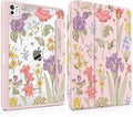 DONGKE for iPad Pro 11-Inch Case (M5 2025 / M4 2024) 6th/5th Generation [Auto Sleep/Wake &amp Pencil Pro Holder] Clear Acrylic Back Smart Trifold Stand Cover Pink Botanical Floral