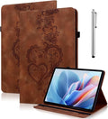 Case for Lenovo Tab Plus 11.5 Inch 2024 Embossed Premium PU Leather Case with Stand/Pencil Holder/Card Slots/Elastic Band for 11.5 Lenovo Tab Plus 2024 Release-Brown