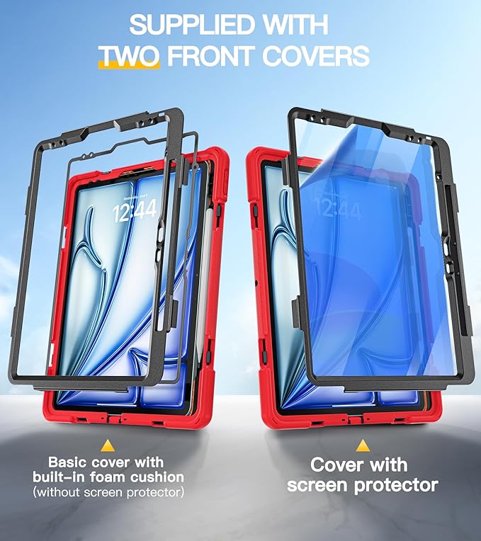 BRAECN Case for iPad Air 13 Inch 2026(M4)/2025(M3)/2024(M2) &amp iPad Pro 12.9''(2022/2021/2020/2018) Full-Body Protection Screen Protector Pencil Holder 360° Rotating Handle Kicktand Kids Friendly