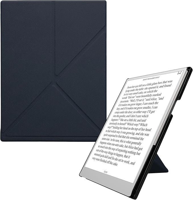 kwmobile Origami Case Compatible with Remarkable Paper Pro Cover - Faux Leather Tablet Case - with Stand and Pen Holder - Dark Blue