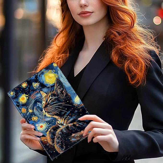 Case for Kindle Paperwhite 12th Generation 7 &amp Kindle ColorSoft Signature Edition PU Leather Protective Cover with Auto Sleep/Wake for Kindle Paperwhite 2024– Cute Cat Starry Sky