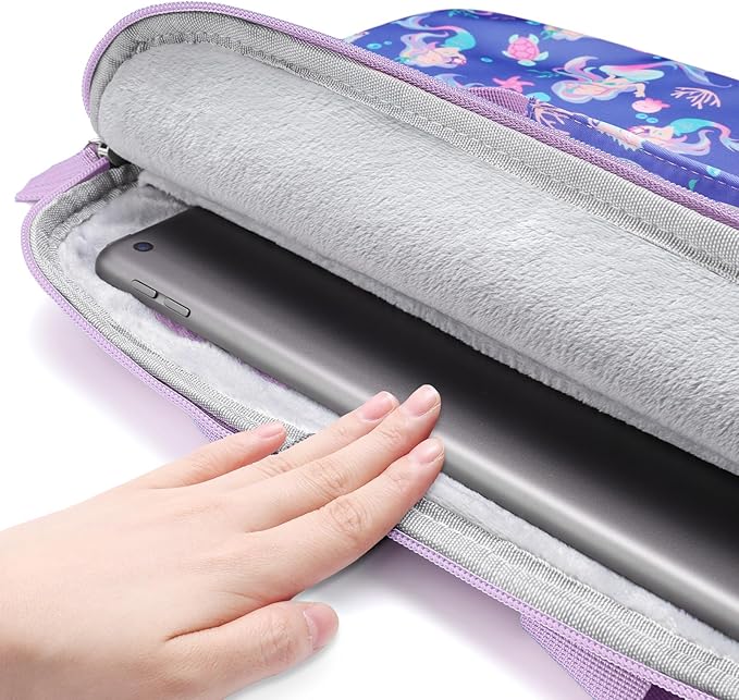 Kids Tablet Bag for Girls Kids Tablet Carrying Case for Fire HD 10 HD 8 Fire 7 Sleeve Bag Kid Kindle Bag iPad Bag for Kid Mermaid Purple