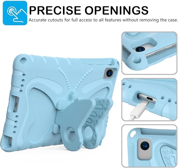 YEMENGHUA Heavy Duty Protection Compatible with Samsung Galaxy Tab S5e 10.5 (2019) SM-T720Lightweight EVA Kid Friendly Shockproof Protective CaseShoulder Strap Case Butterfly Kids Case(Light Blue)