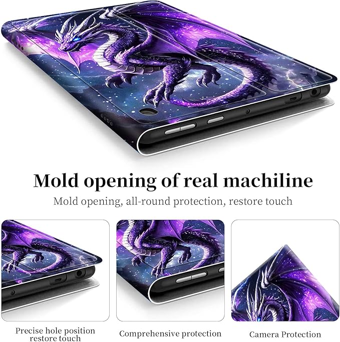 for Fire Hd 10 Tablet Case 11th/13th Generation 2021/2023 ReleaseHybrid Slim Multi-Angles Stand Cover for Kindle Fire HD 10 Plus 11th GenAuto Wake/Sleep-Purple Dragon Galaxy