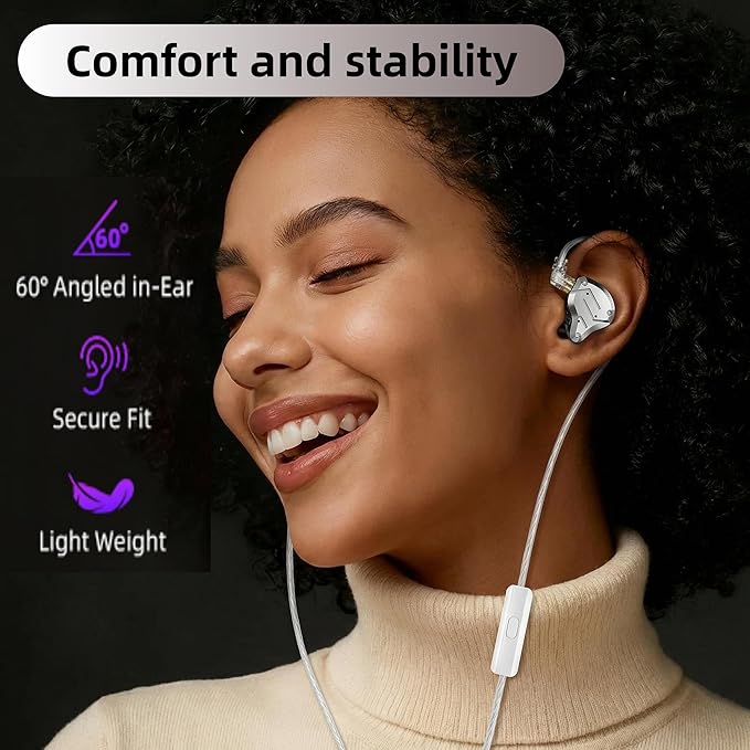 KZ ZS10 PRO in Ear Monitor Headphones 4BA+1DD 5 Hybrid Driver Gaming Earbuds Wired Earphones HiFi Clarity Sound Immersive Bass IEMs for Gaming Musician Singer Audiophile (Purple Without Microphone)
